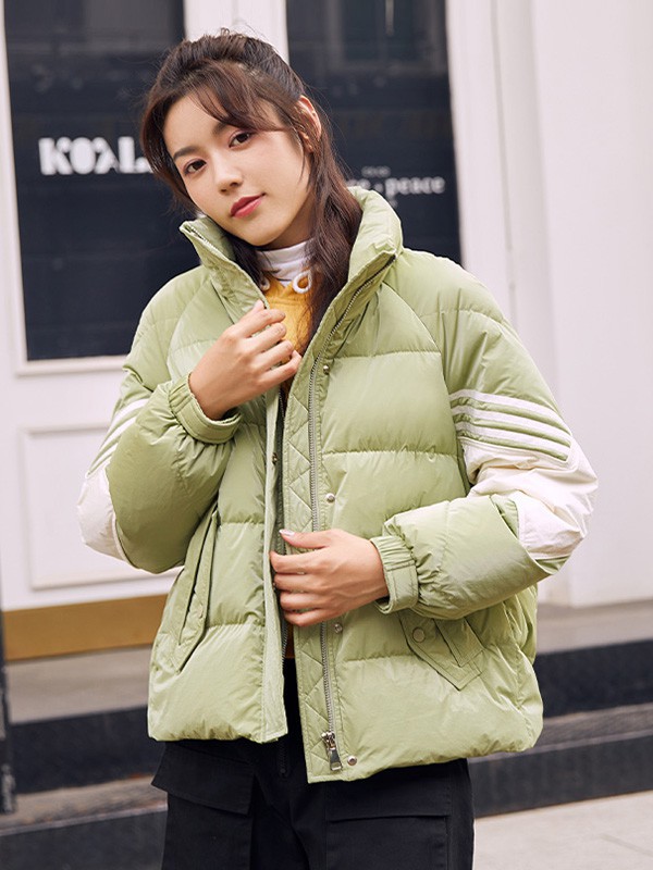 冰洁羽绒服2022秋冬季绿色棉服