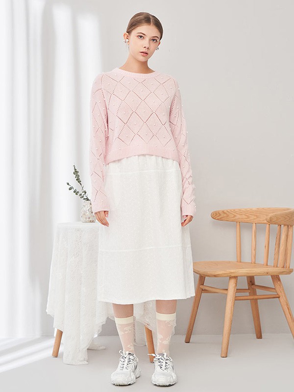 思诺芙德女装2022秋冬季粉色针织衫