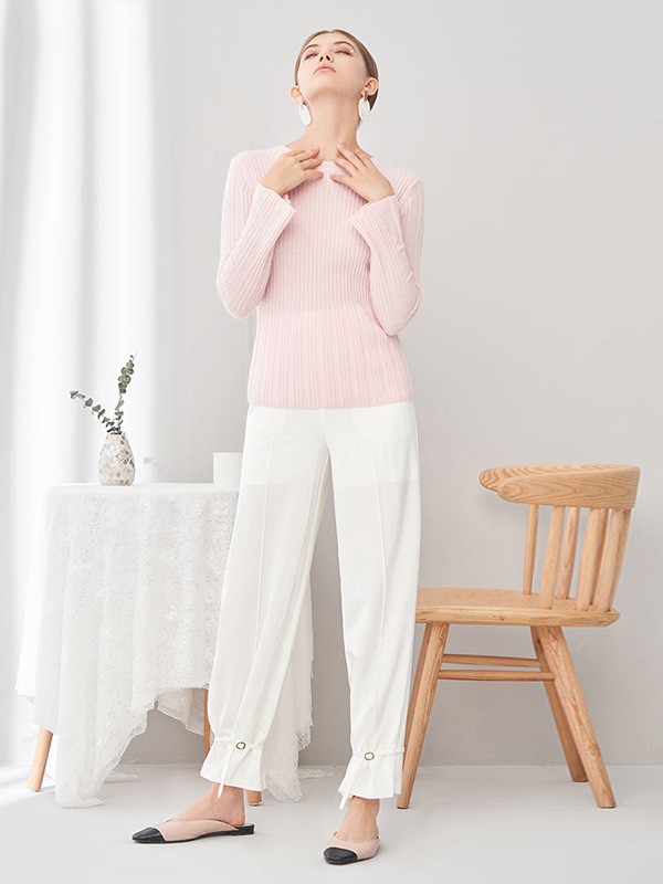 思诺芙德女装2022秋冬季白色阔腿裤