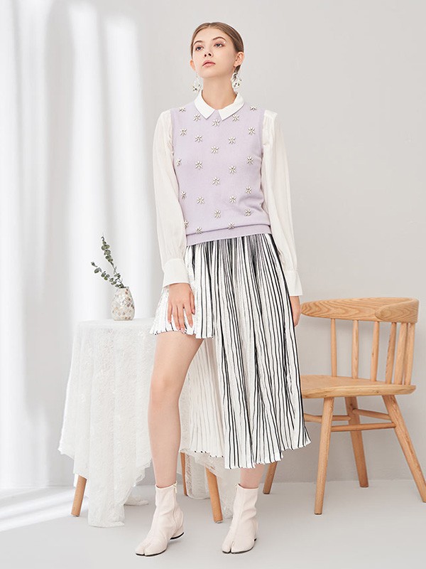 思诺芙德女装2022秋冬季白色长裙