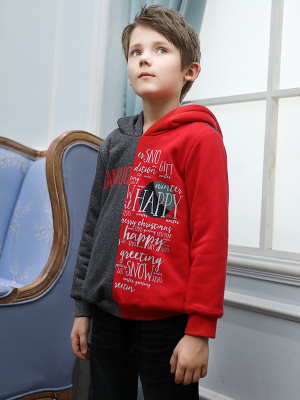 卡米丘童装2022秋冬季拼色卫衣