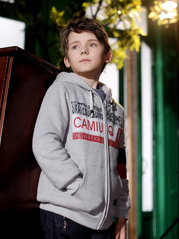 卡米丘童装2022秋冬季灰色卫衣