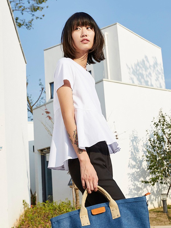 研色2022春夏季白色T恤