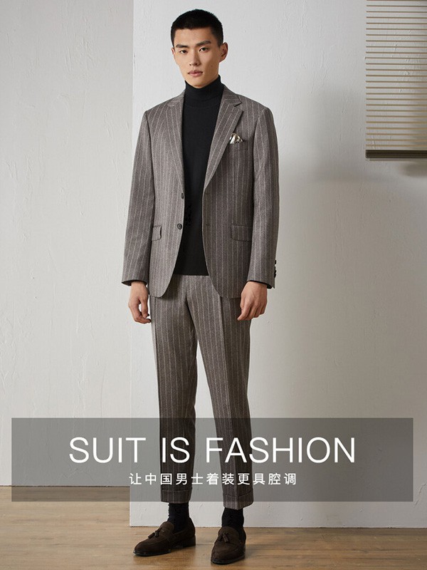 堡尼男装2022秋冬季灰色西装