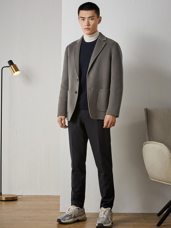 堡尼男装2022秋冬季灰色外套