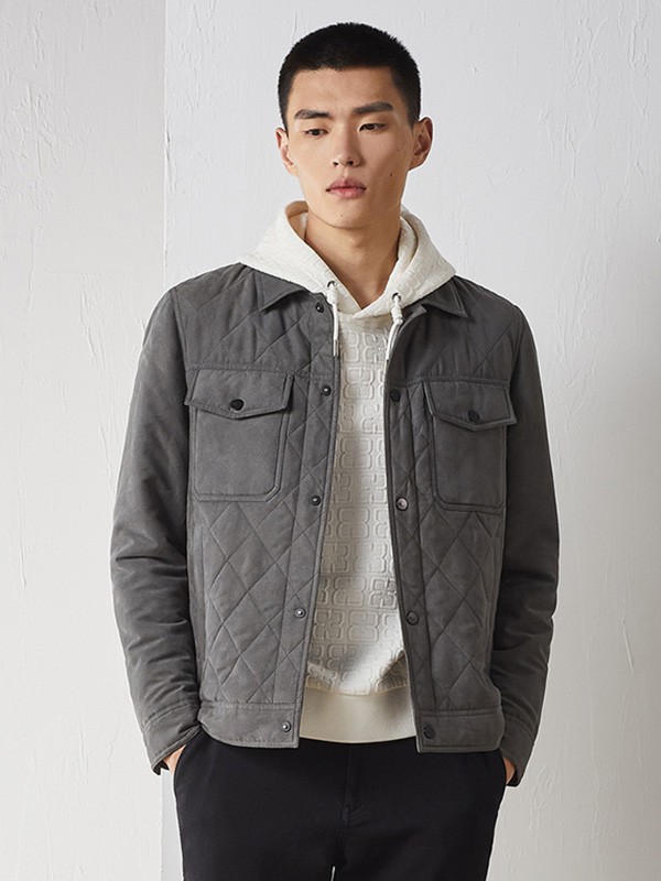 堡尼男装2022秋冬季灰色外套