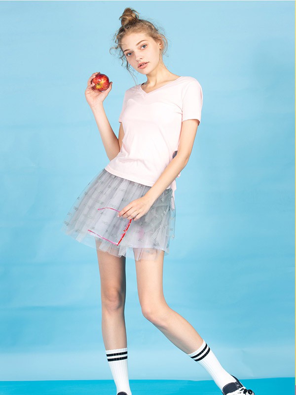 自然元素女装2022春夏季白色T恤