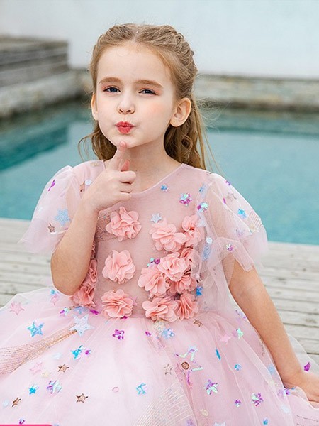 贝贝豆丁童装2022春夏季粉色连衣裙