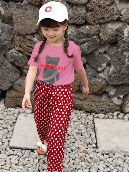 贝贝豆丁童装2022春夏季粉色T恤