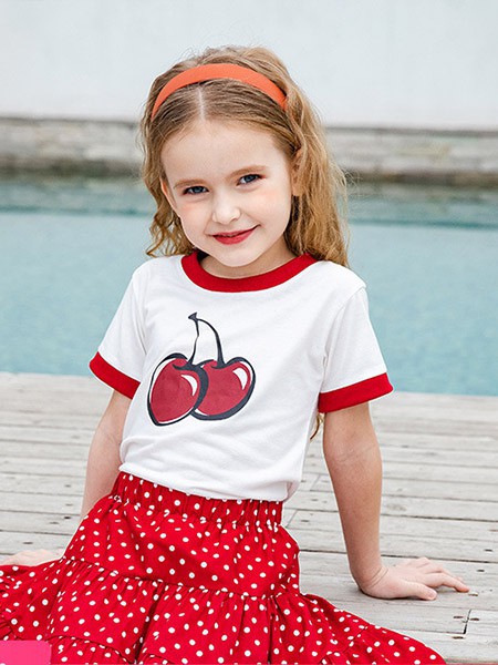 贝贝豆丁童装2022春夏季白色T恤