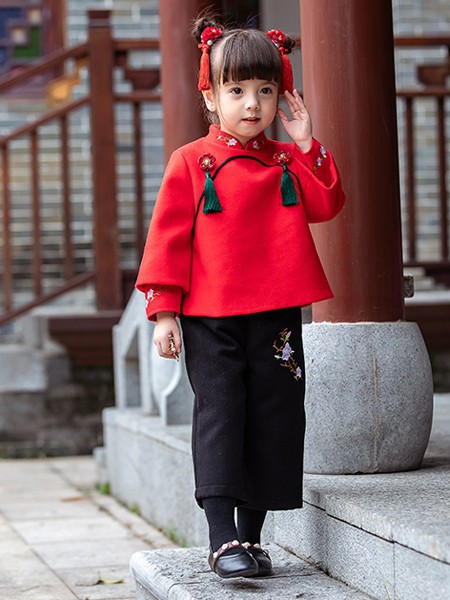 贝贝豆丁童装2022秋冬季红色上衣