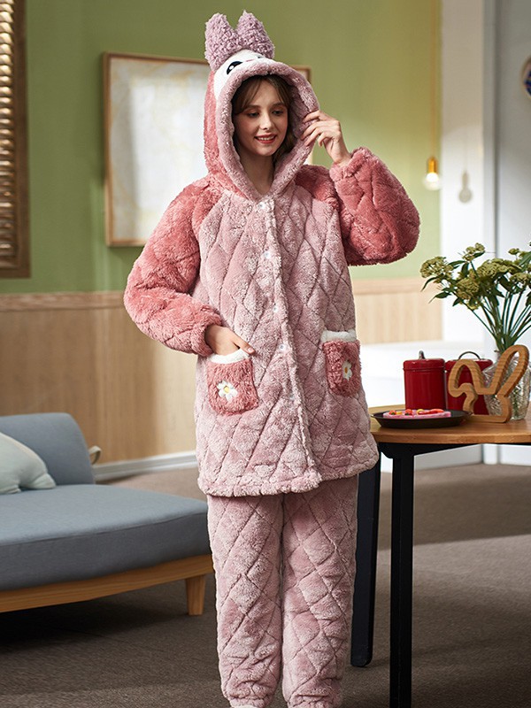 雪俐2021秋冬季粉色家居服