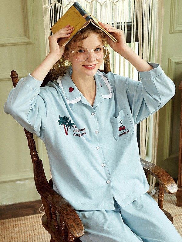 雪俐2022秋冬季蓝色家居服