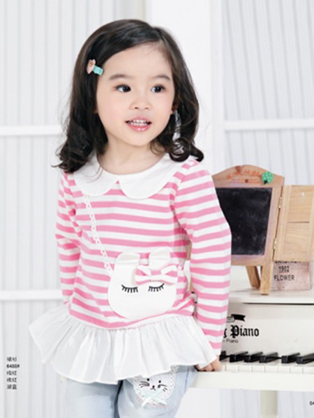 奈迪贝熊童装2022春夏季粉色T恤