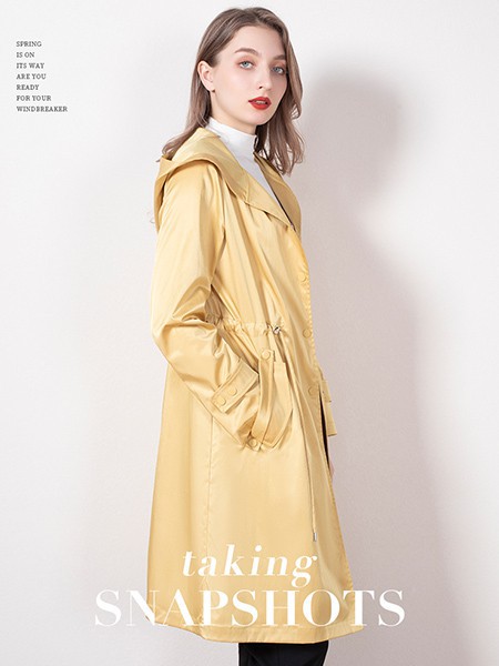 柏维娅女装2022秋冬季黄色风衣