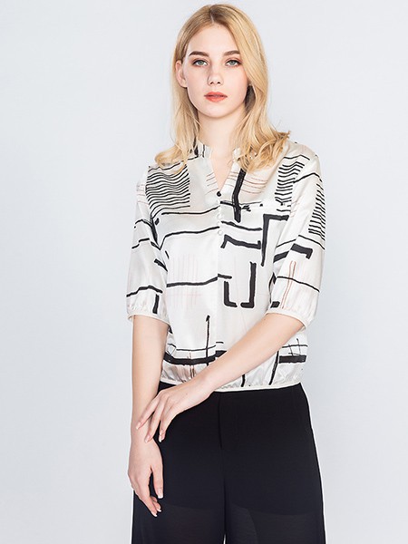 柏维娅女装2022秋冬季白色T恤