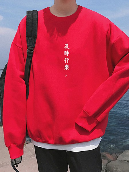 Justyle男装2022秋冬季红色T恤