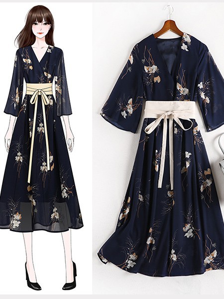 蔓缇蜜丝女装2022春夏季黑色连衣裙