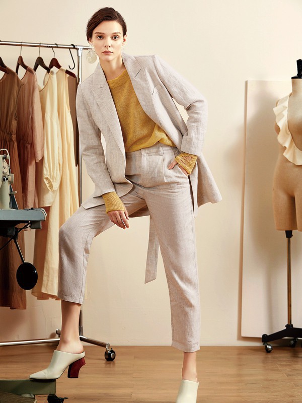 她图女装2022春夏季米色大衣