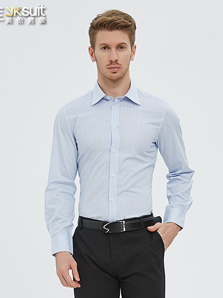 雅库2022秋冬季蓝色衬衫