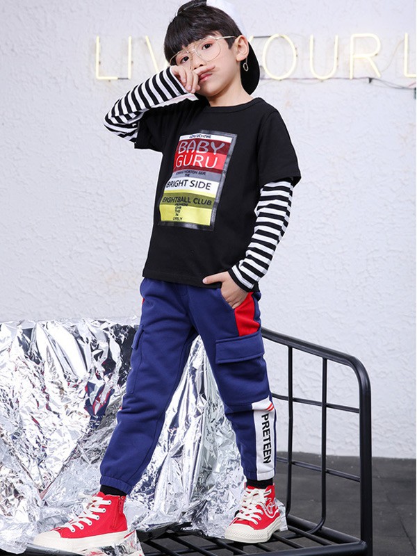 爱乐·贝兜儿童装2022春夏季黑色T恤