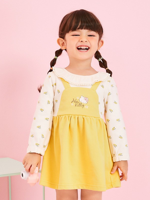 贝贝帕克童装2022春夏季黄色吊带裙