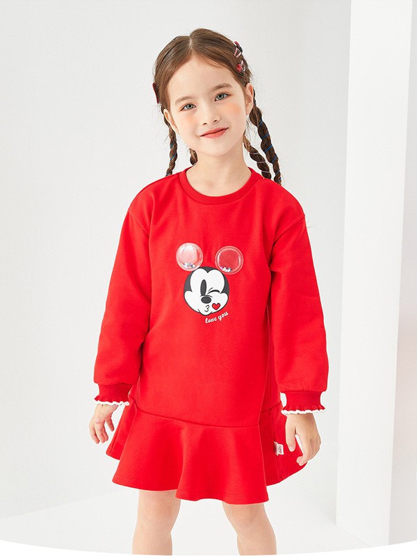 贝贝帕克童装2022秋冬季红色连衣裙