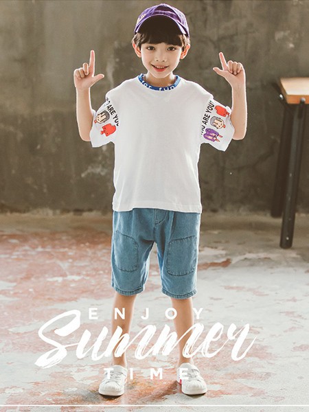班澜贝屋童装2022春夏季白色T恤