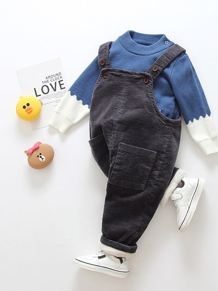 棒棒猫童装2022秋冬季黑色背带裤