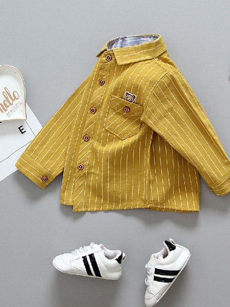 棒棒猫童装2022秋冬季黄色衬衫