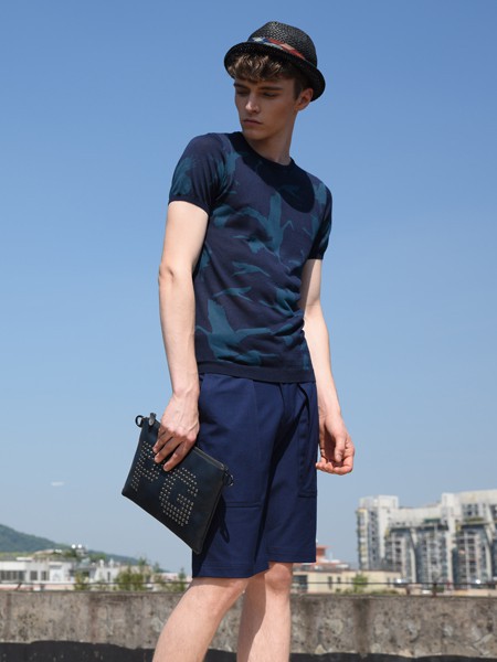 RED.P.G男装2022春夏季藏蓝色T恤