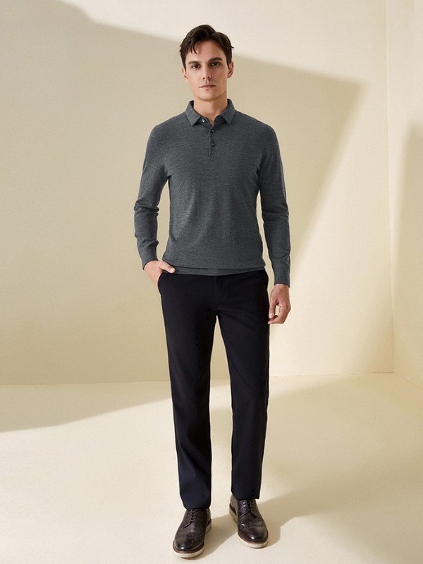 依文男装2022秋冬季黑色长裤