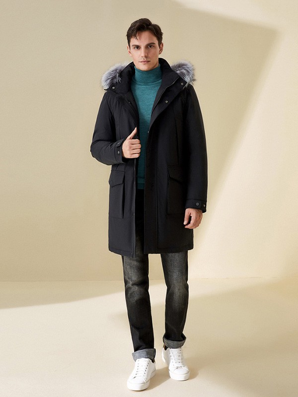 依文男装2022秋冬季黑色大衣