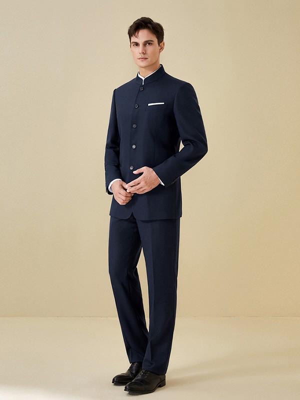 依文男装2022秋冬季藏蓝色西装