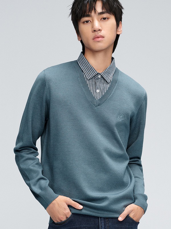 海澜之家2022秋冬季绿色针织衫