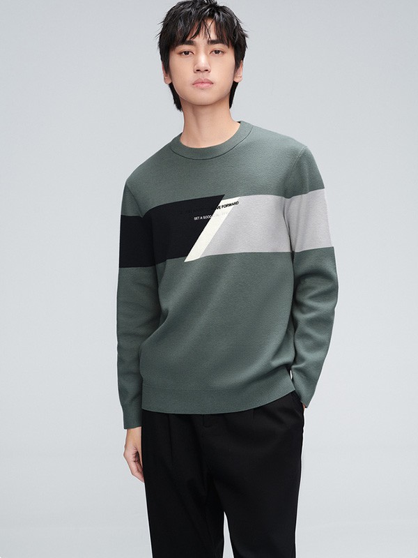 海澜之家2022秋冬季绿色毛衣