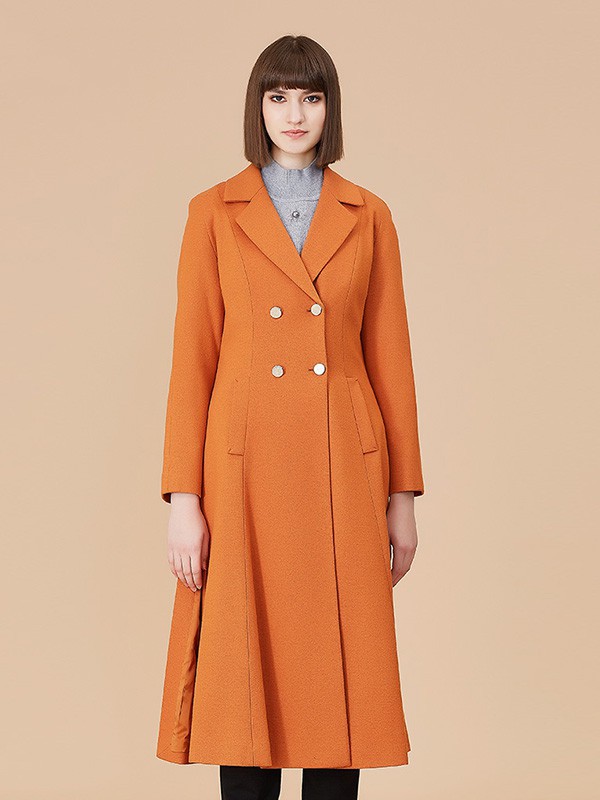 歌蒂诗2022秋冬季橙色大衣