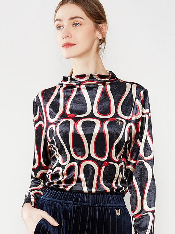 梦燕2022秋冬季黑色雪纺衫