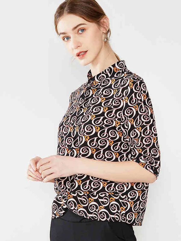 梦燕2022秋冬季黑色衬衫