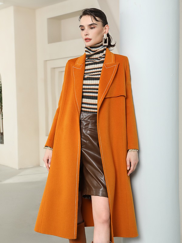 吉米赛欧女装2022秋冬季橙色大衣