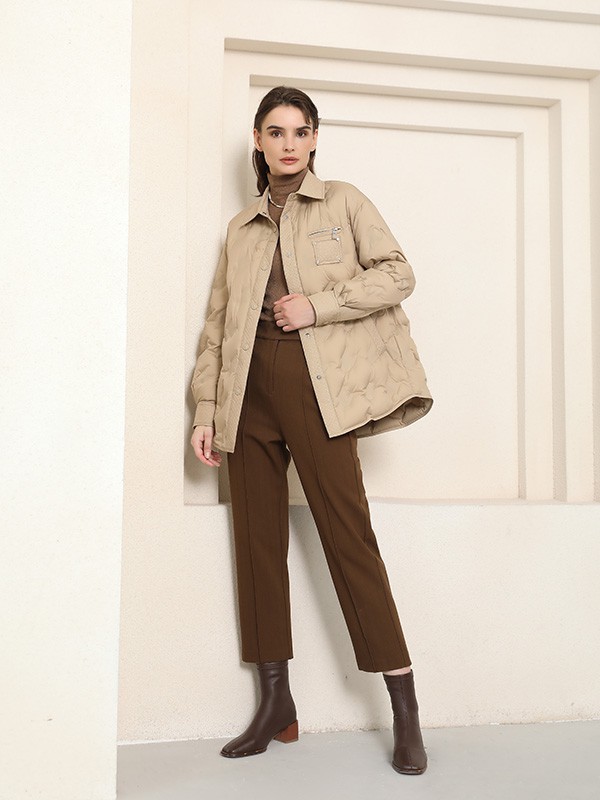 吉米赛欧女装2022秋冬季咖啡色长裤