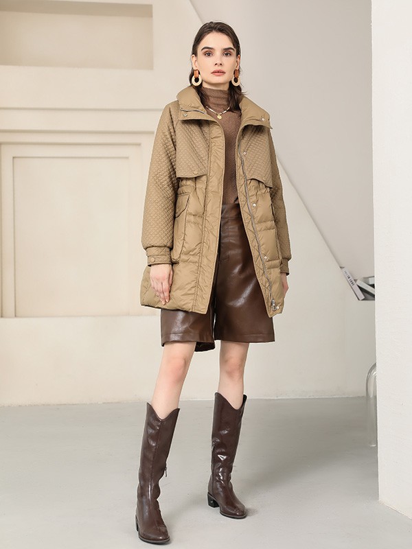 吉米赛欧女装2022秋冬季咖啡色皮裤