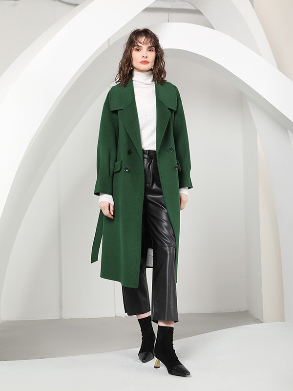 吉米赛欧女装2022秋冬季绿色大衣