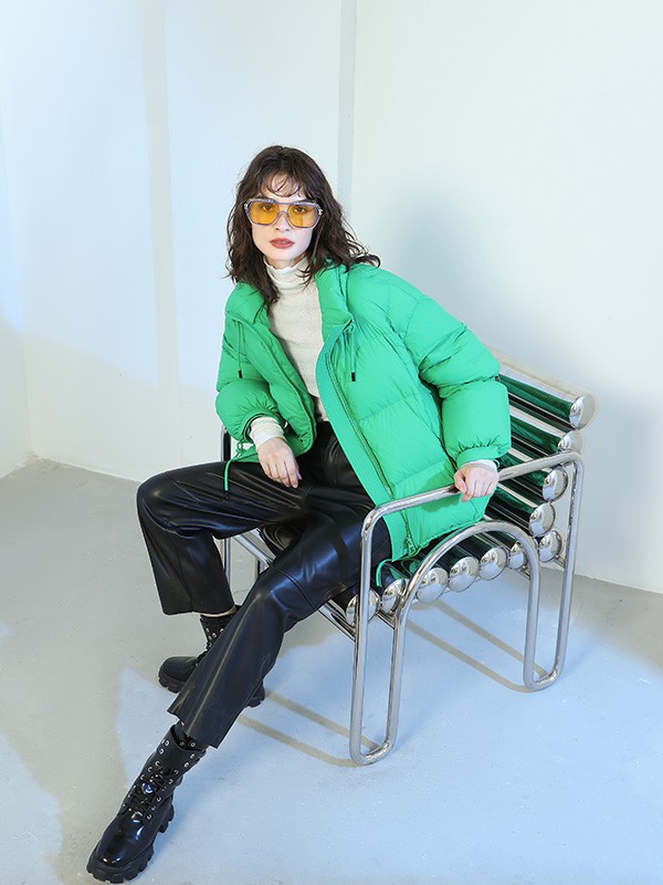 吉米赛欧女装2022秋冬季绿色棉服