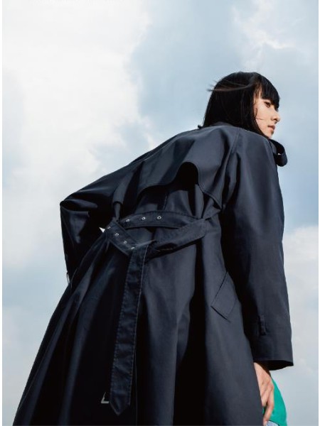 爱城市女装2022春夏季黑色风衣