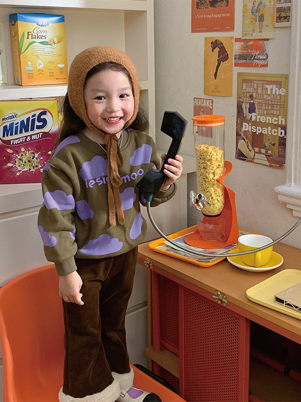 拾恩初＆番薯片童装2022秋冬季咖啡色长裤