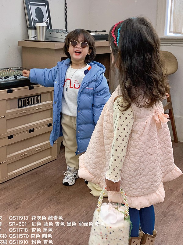 拾恩初＆番薯片童装2022秋冬季蓝色棉服