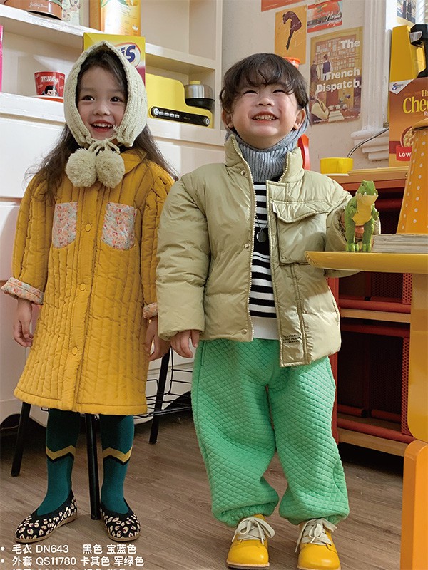 拾恩初＆番薯片童装2022秋冬季黄色大衣