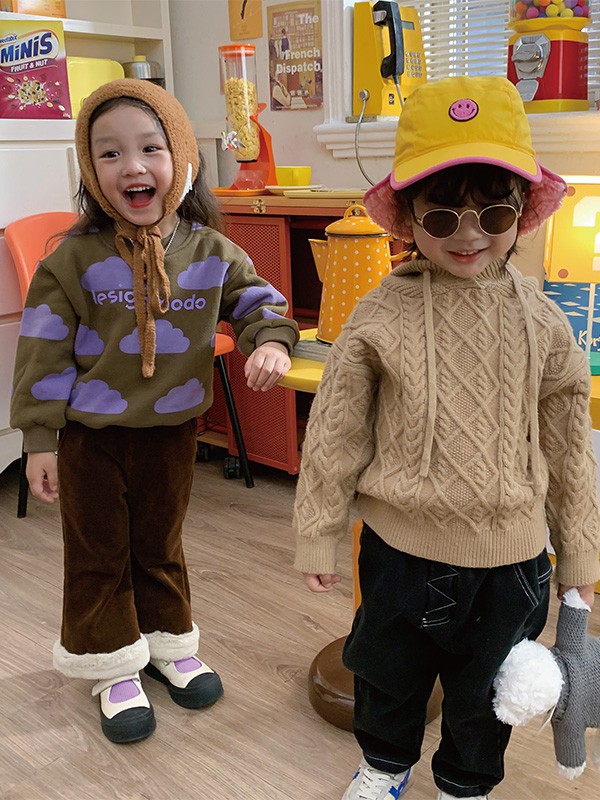 拾恩初＆番薯片童装2022秋冬季棕色毛衣