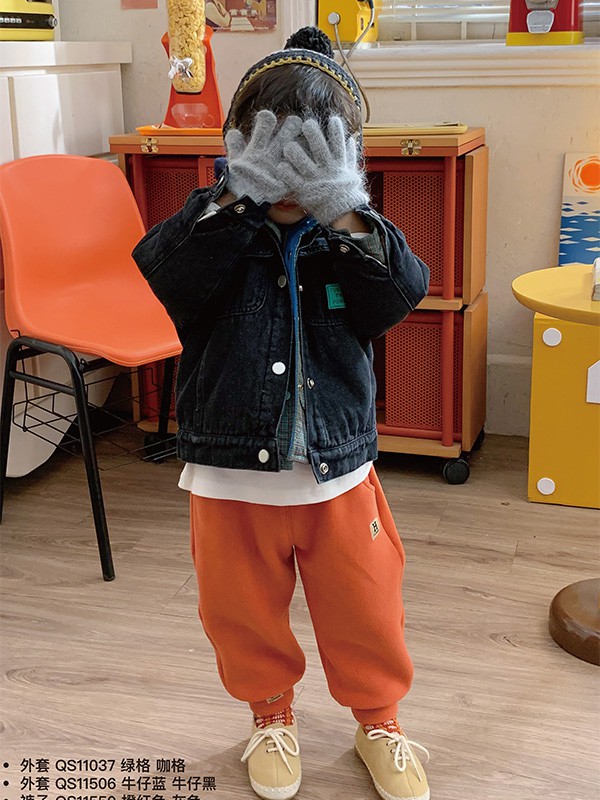 拾恩初＆番薯片童装2022秋冬季橙色长裤